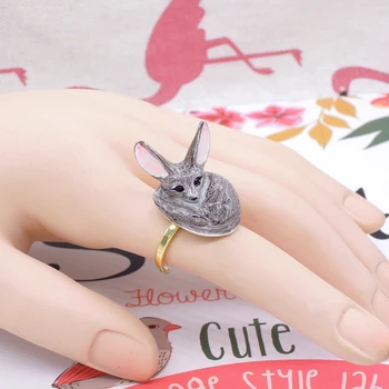 

Free shipping Creative ring cute niche enamel fox ring adjustable animal gift pet peripheral jewelry