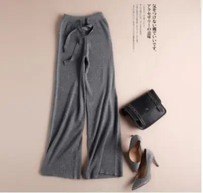 Dark gray Новые женские кашемировые брюки, женские брюки, повседневные свободные шерстяные брюки, осенние и зимние вязаные теплые штаны для женщин - Цвет: Dark gray