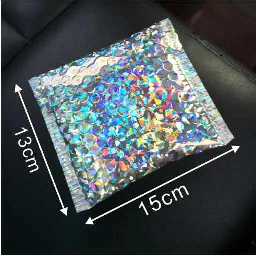 Laser Silver 15x13cm 18x13 см Лазерная Серебряная CD/VCD упаковка почтовые конверты с пузырчатой пленкой внутри Золотая фольга пластиковый мягкий конверт Подарочная сумка почтовый конверт сумка - Цвет: Laser Silver 15x13cm