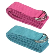 2 шт., модные аксессуары для йоги, регулируемый пояс для фитнеса, длина ноги 180 см, тянущийся тренировочный ремень, d-образное кольцо, хлопок, пряжка ремня, синий и розовый