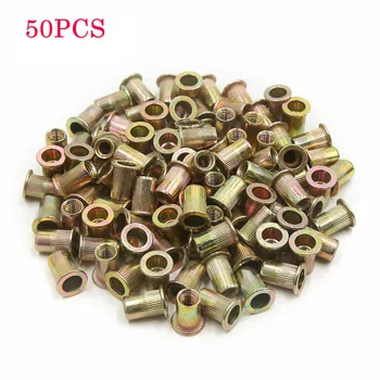 

40^50Pcs M4/M5/M8 Head Threaded Insert Nutsert Home Tool Plated Steel Rivet Nut Flat