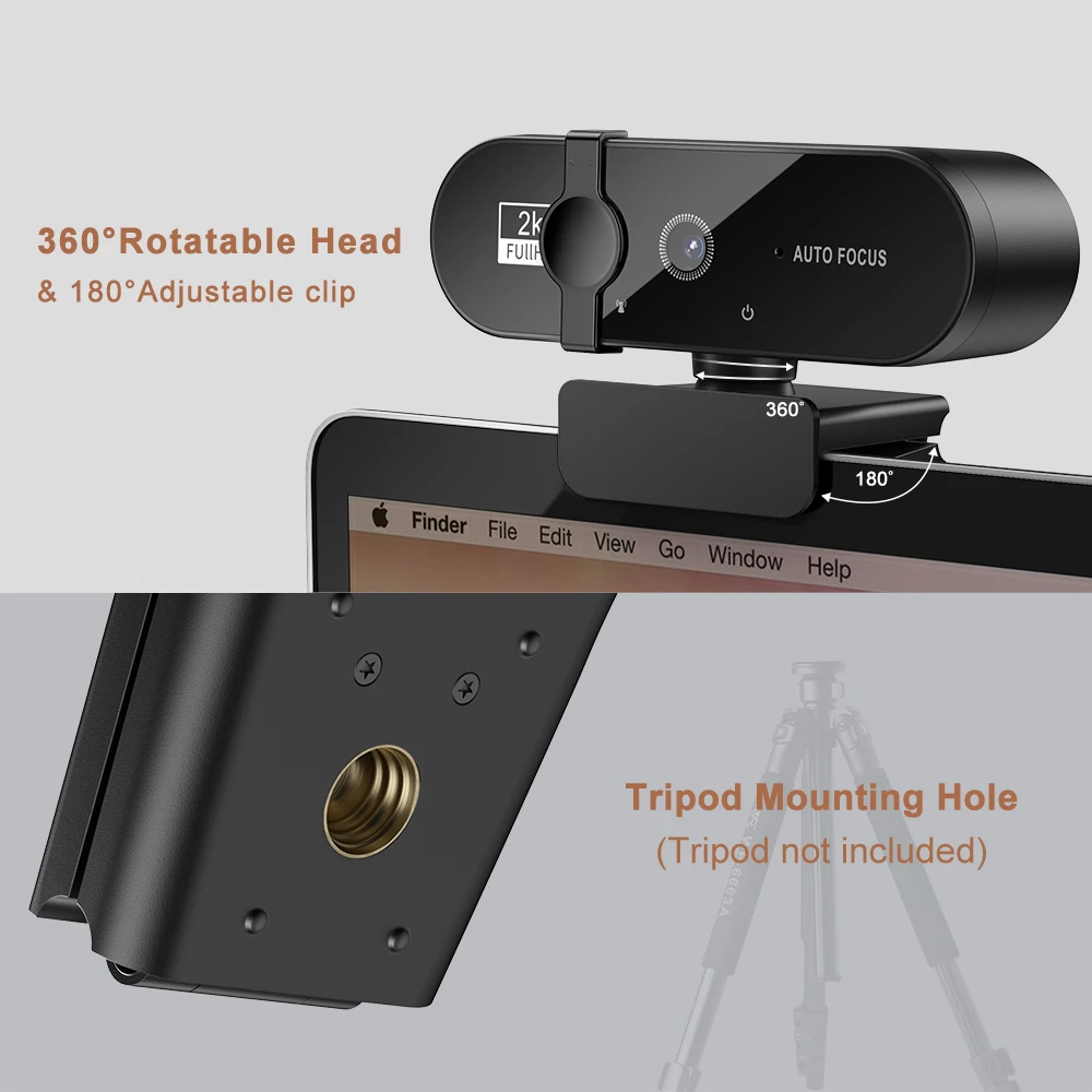 Câmera Web com Microfone e Foco Automático para pc Web Cam Usb Online Full hd 1080 p 2k 4k - Imagem 4