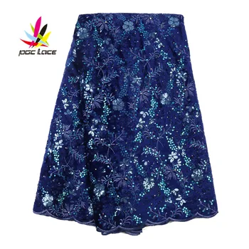 

Velvet Tulle Lace Mesh Embroidery Fabric with Sequins High Quality Nigerian Lace Womens Clothing Latest Design AMY2987B