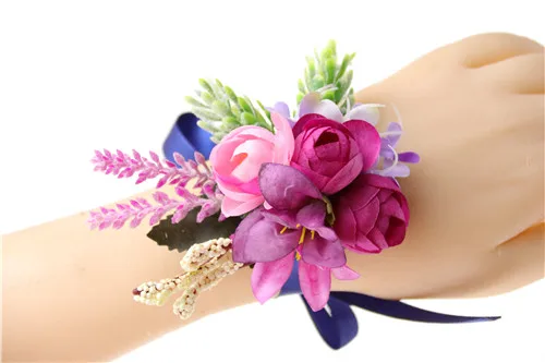 Мелдель Женихи, мужской бутоньерка, корсаж, булавка, цветок, свадебный браслет для подружек невесты, цветок бутоньерка, мужской свадебный корсаж - Цвет: Wrist-3