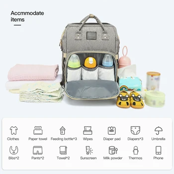 

3 in 1 Travel Bassinet Foldable Baby Bed Portable Diaper Changing Station Mummy Bag Backpack Insulated Bottle Wipes Pockets