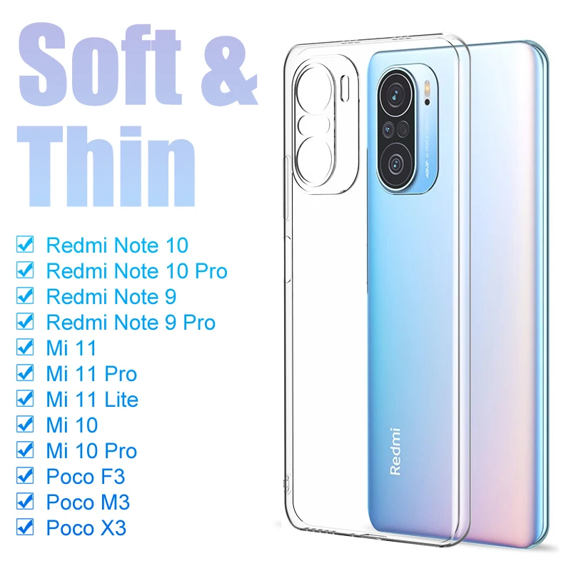 Ультратонкий силиконовый чехол для Xiaomi Mi 11 10 Ultra 10t Lite Redmi Note 10s 9s 9 9A 9C 9T Poco X3 F3 M3 F2 Pro