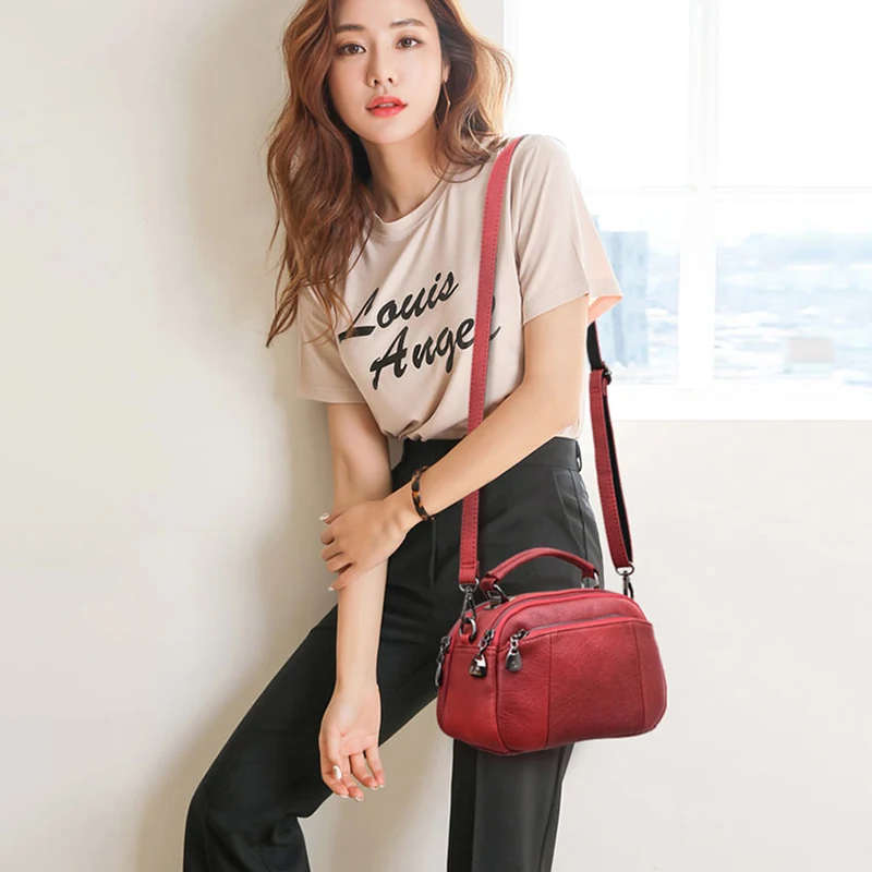 

PU Leather Handbag 2019 Ladies New Shell Handbag Women's Solid Color Large-capacity Shoulder Bag
