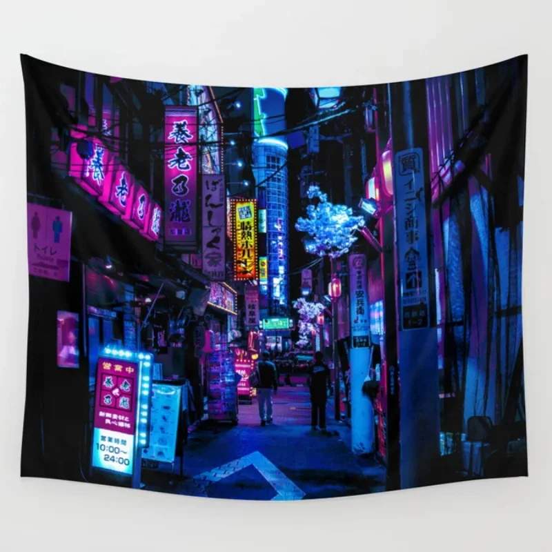 Tokyo s Blade Runner Vibes Wall Tapestry Wall Hanging Wall Art Coverlet Bedding Blanket Sheet Throw