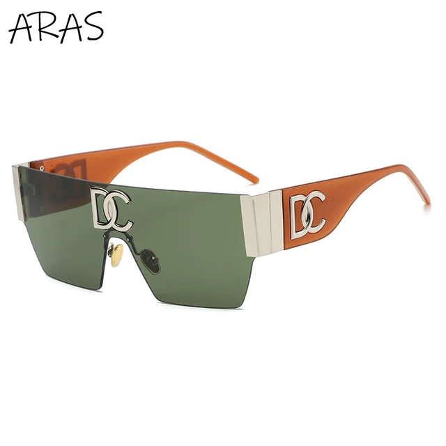 Rimless One Piece Square Sunglasses Women Frameless Flat Top Sun Glasses Men Luxury Brand Designer Silver Mirror Shades Eyewear Sliver Green