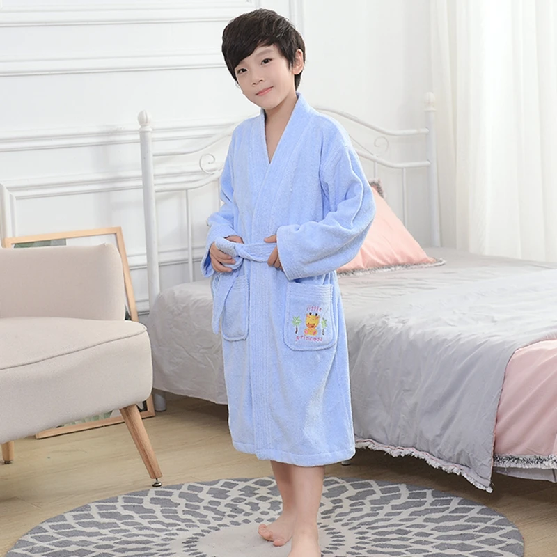 blue for kids Хлопчатая ткань для полотенец Плюшевый халат Семья халат, способный преодолевать Броды для взрослых мальчиков и девочек халат для девочки зима теплый халат мягкий Sleeprobe Для женщин Повседневное домашняя одежда - Цвет: blue for kids