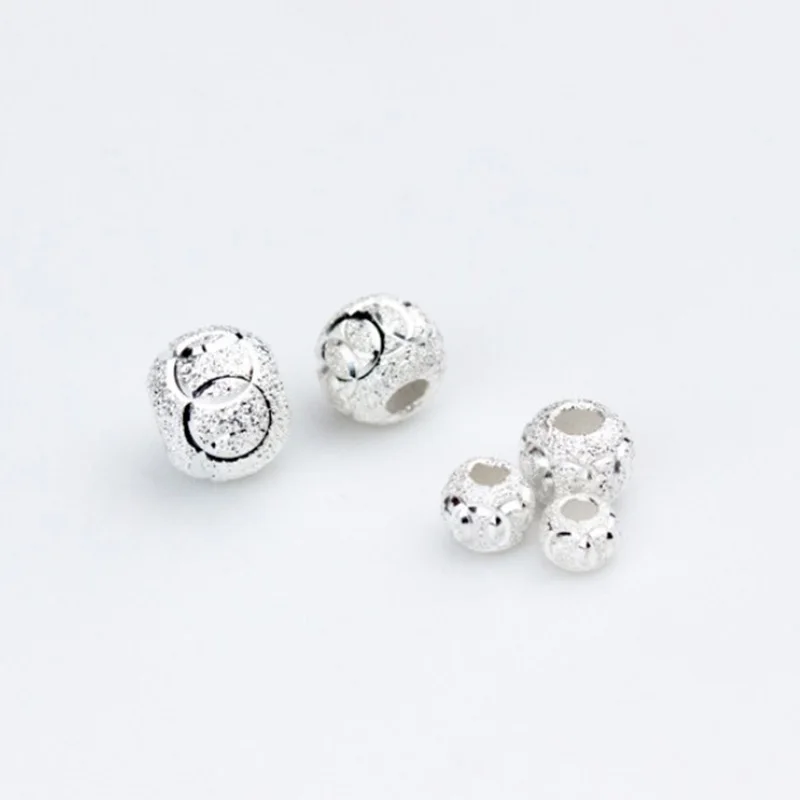 10pcs/lot 925 Sterling Silver Matte Round Beads 3mm 4mm 5mm 6mm Hand Made Big Hole Spacer Beads DIY Jewelry Making Accessories sterling silver jewelry sterling silver beads bead jewelry making beads jewelry loose beads
