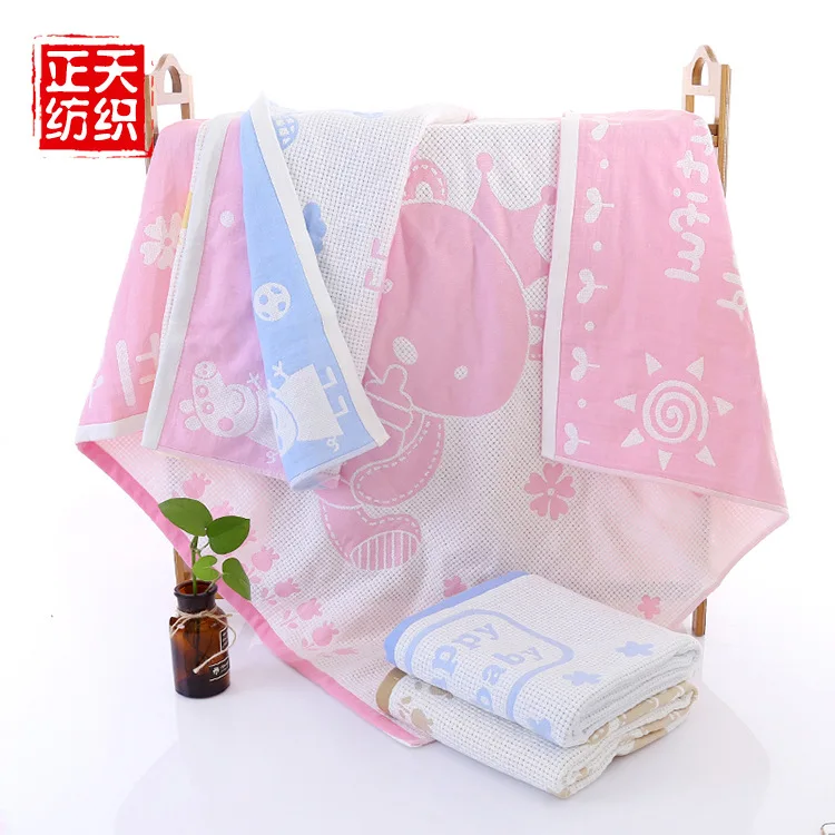

Cotton Soft CHILDREN'S Cartoon Printed Bath Towel Gaoyang Processing Combed Cotton Baby Newborn Children Quilt