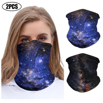 

2Pcs Adult Stars Sky Print Outdoor Bandana Face Mask Sunscreen Balaclava Ski Motorcycle Helmet Neck Cover Ride Warm Windproof Fa