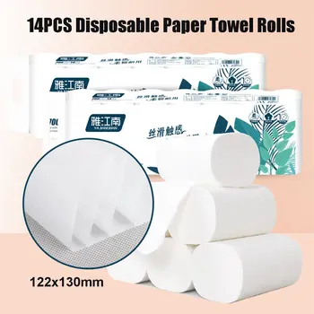 

14PCS Disposable Paper Towel Rolls White Kitchen Bathroom Restroom Toilet Tissue Coreless Paper Towels Household Cleaning Tools