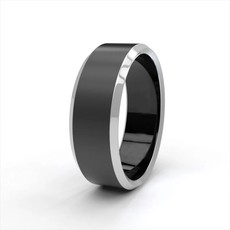 Black Silver Прямая поставка индивидуальное имя DIY логотипы 8 мм черные/серебряные/Золотые синие титановые кольца персонализированные ювелирные изделия Свадебные кольца для мужчин - Цвет основного камня: Black Silver