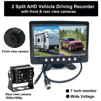 

2 Split Car Driving Video Recorder DVR 7 inch Car Monitor with Front & Rear View Cameras Set 1920x1080p