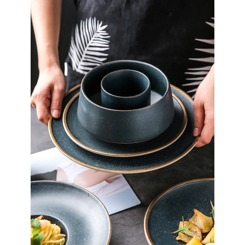Керамические тарелки слой золота посуда и тарелки наборы матовый набор посуды творческий набор столовых приборов столовые приборы пигментированные посудомоечная машина