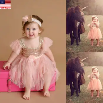 

Infant Baby Girl 1st Birthday Princess Dress Outfit Cake Smash Party Tutu Skirt