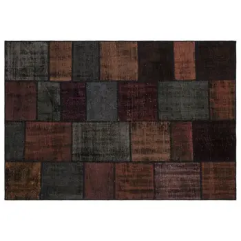 

Handmade Black Vintage Overdyed Patchwork Area Rug 160x230 Cm-5'3''X7'7''