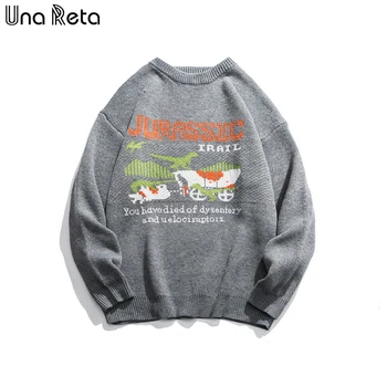 

Una Reta Men Sweater New Winter Fashion Men‘s Clothing Print Dinosaur Pullover Sweater Pull Homme Loose Sweater Men