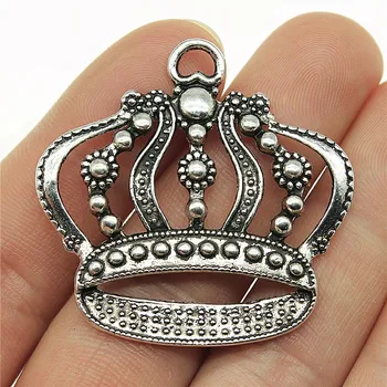 

WYSIWYG 2pcs Antique Silver Color Tone 42x41mm Big Crown Charms Pendant For Jewelry Making DIY Jewelry Findings