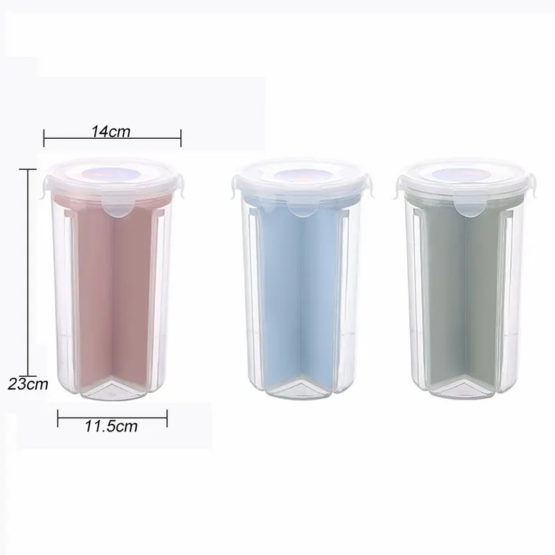 Рис бобы Stoarge Jar с крышкой уплотнения 4 решетки Холодильник Хранения Пищи Контейнер пластиковый кухонный ящик для хранения