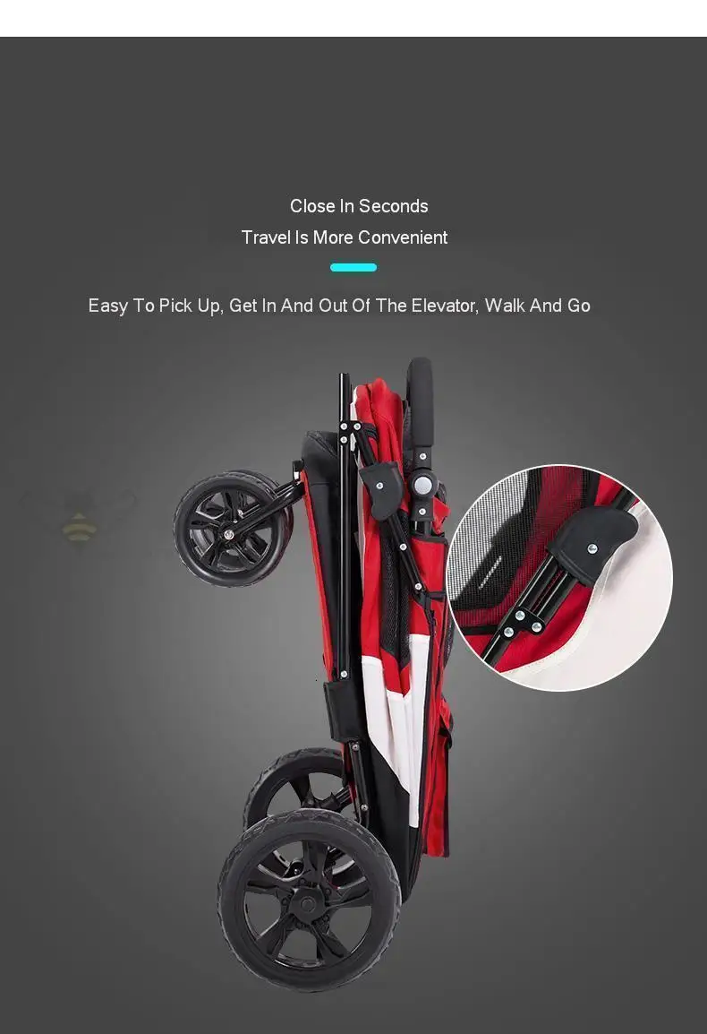 Large Pet Stroller Large Dog Stroller Folding Large Space Load-bearing Outing Folding Washable Widening Care Out Pet Car