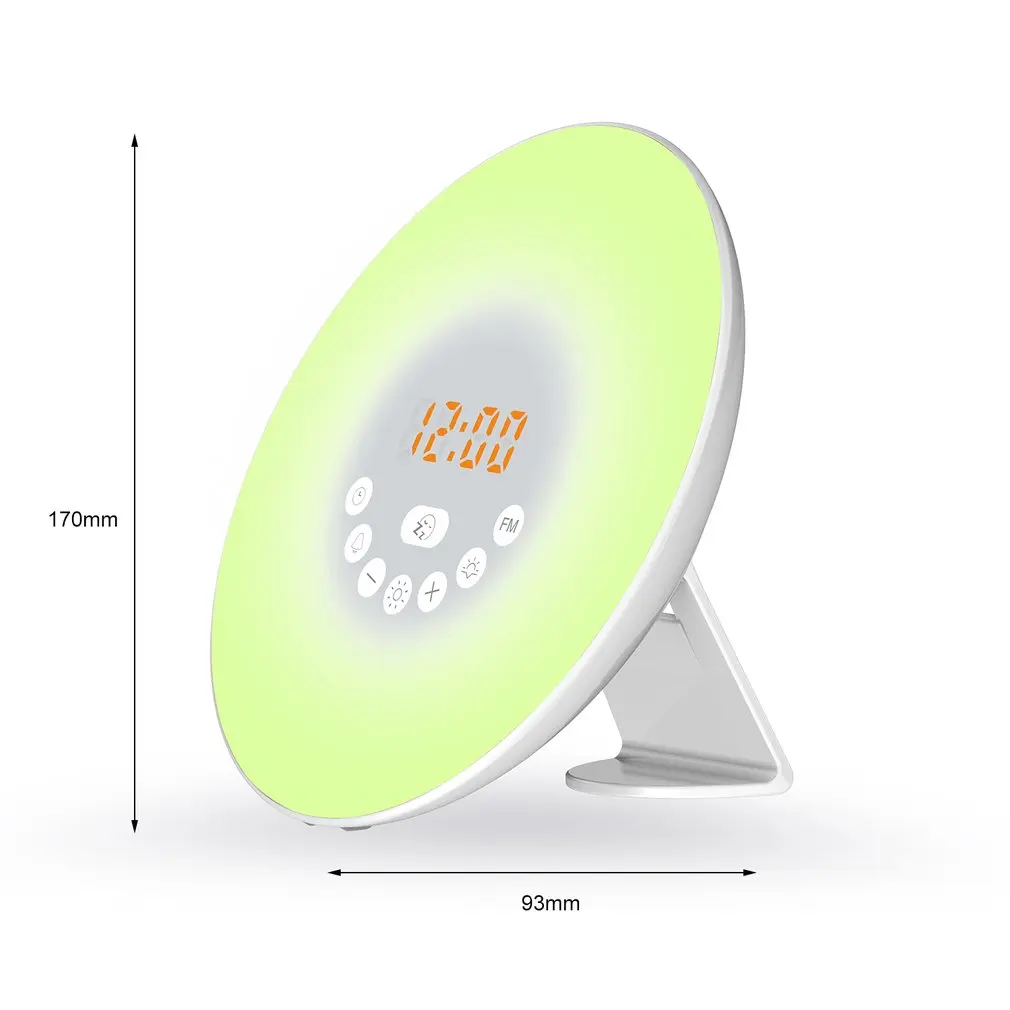 Digital LED Display Alarm Clock Simulated Sunrise Sunset Wake Up Light Touch Sensor Night Light Bedside Lamp Best Gift