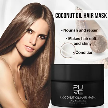 

50ml Coconut Oil Hair Mask Repairs Damage Soft Keratin Hair & Scalp Hair Treatment