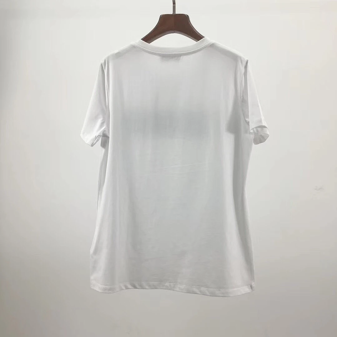 Новая зимняя Женская хлопковая футболка высокого качества с вышитыми буквами и бисером