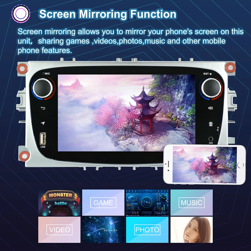 Excellent LeeKooLuu 2 Din android 8.1 Autoradio 7" 1024*600 HD Car Radio 2G RAM GPS Wifi Car Multimdeia for Ford Focus 2 Max Mondeo Kuga 2