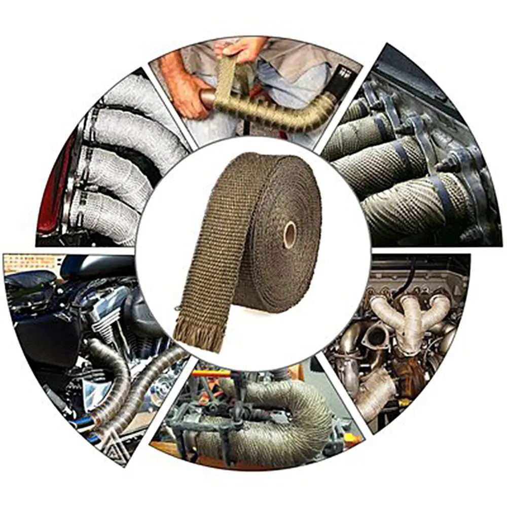 5cm*5M/10M/15M Roll Fiberglass Heat Shield Motorcycle Exhaust Header Pipe Heat Wrap Tape Thermal Protection Exhaust Pipe Insulat