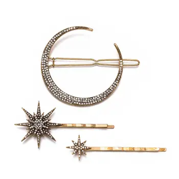 

2019 Hot Fashion Geometric Star Moon Rhinestone Hair Clip Hairpin Hair Accessories Women Hair Clip Claw Tools For Dropshipping