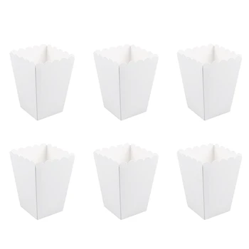 

50Pcs Paper Candy Cartons Popcorn Box Party Supplies White Popcorn Boxes Corn Snacks Food Tub