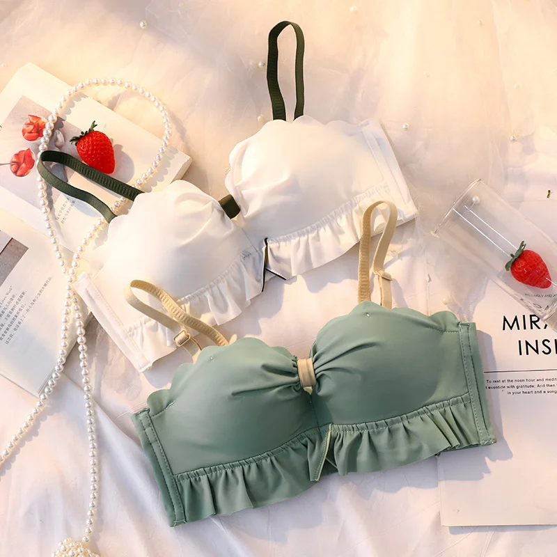 Traceless Underwear Women's Small Chest Gathered Flat Bra For Girls