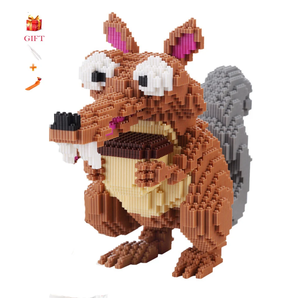 

Large Size Cartoon Scrat Acorn 3D Assemble Squirrel Model Building Blocks Toy Children Educational Animal toys for children