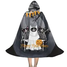 Средневековая ведьма вампир Wicca плащи и накидки с капюшоном черные костюмы на Хэллоуин для мужчин взрослых женщин вечерние детская для детей