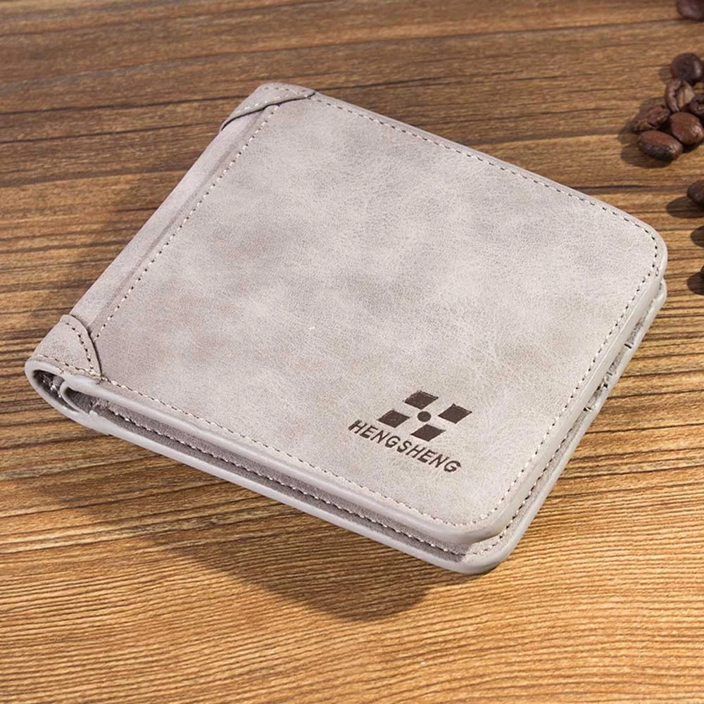 Men Retro Frosted PU Wallet Two Folding ID Credit Card Holder Clutch Luxury Purse 2019 Men Wallet Coin Pocket Women 826