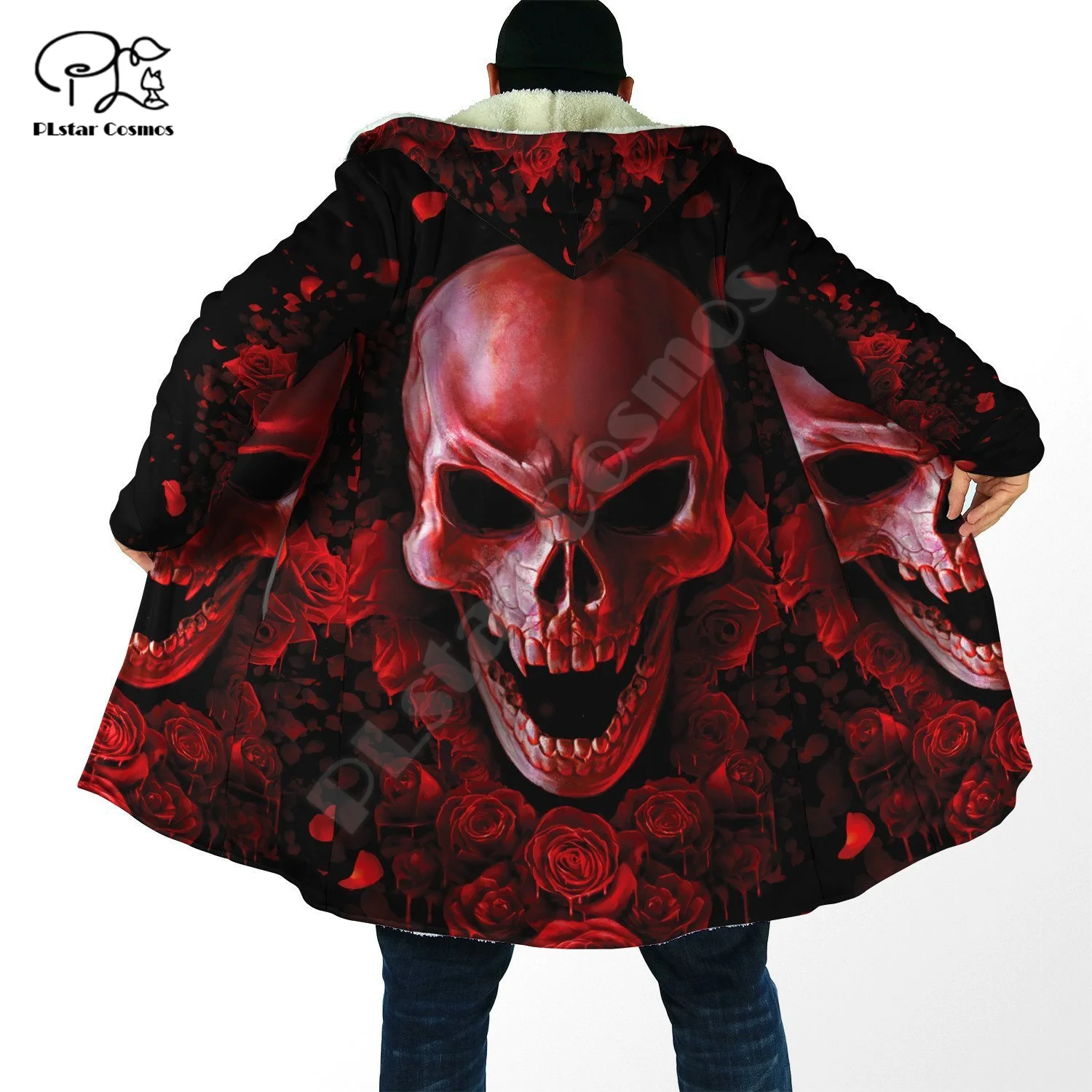 NewFashion Christmas Halloween Reaper Ghost Gothic Skull Satan Devil Men/Women 3DPrint Harajuku Winter Coat Fleece Hood Cloak A6