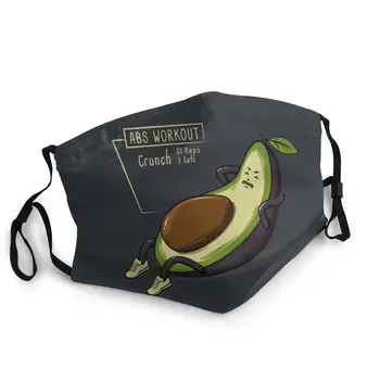 

Avocado Abs Workout Reusable Face Mask Printed Anti Haze Dustproof Protection Cover Respirator Mouth Muffle