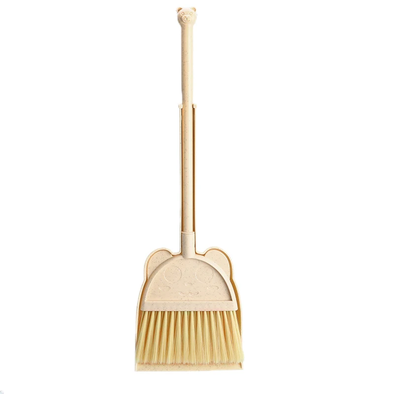 Beige Creative Carton Broom Dustpan Set Kids Mini Desktop Sweep Cleaning Brush Detachable Broom Head Baby Training Toys Tools - Цвет: Beige