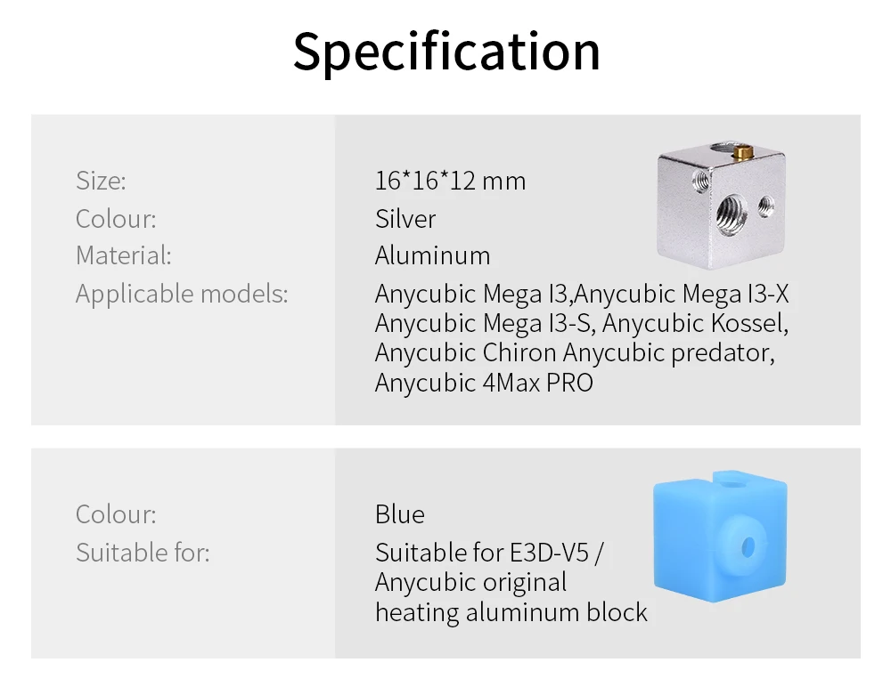 I3-S 4Max Pro Block aus Aluminium Mega I3 8 Stück Silikon-Socken Hotend für 3D-Drucker E3D-V5 I3-X Anycubic Kossel I3-S 4Max Pro Block aus Aluminium Mega I3 8 Stück Silikon-Socken Hotend für 3D-Drucker E3D-V5 I3-X Anycubic Kossel