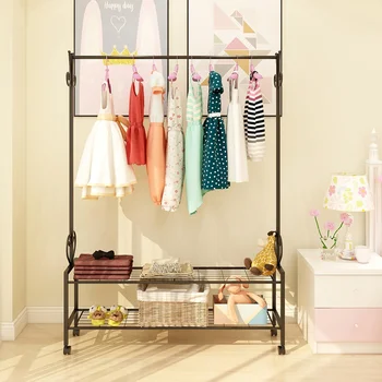 

DUMEE Clothes Storage Rack Metal Coat Bag Stand Modern 2Tier Garment Minimalist Clothing Shoes Ropero Home Living Room Furniture