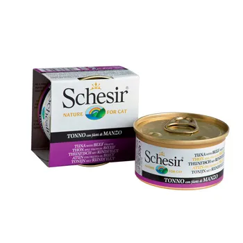 

"Schesir" canned food for cats tuna + beef 85gr 12 PCs.