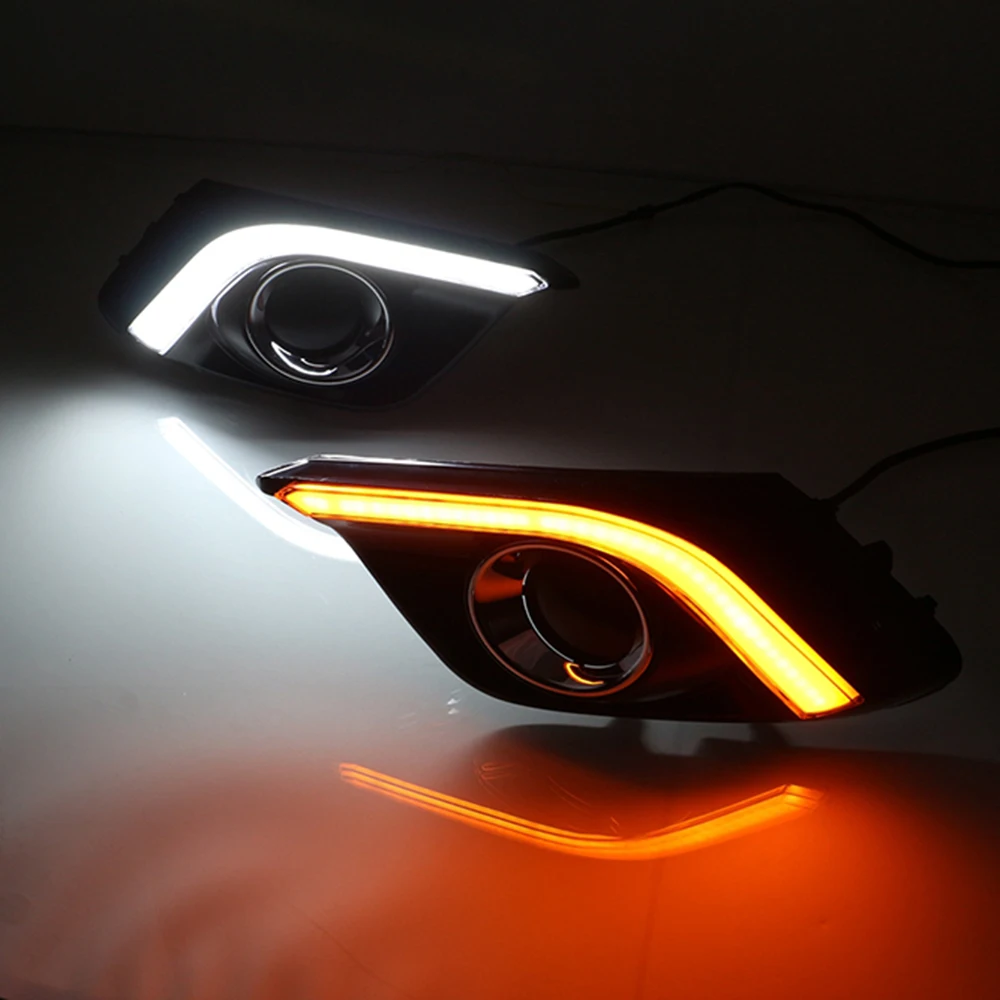 2 шт. DRL для Мазда 3 Мазда 3 Axela светодиодный дневные ходовые огни Дневной светильник противотуманная фара с поворотным сигналом светильник