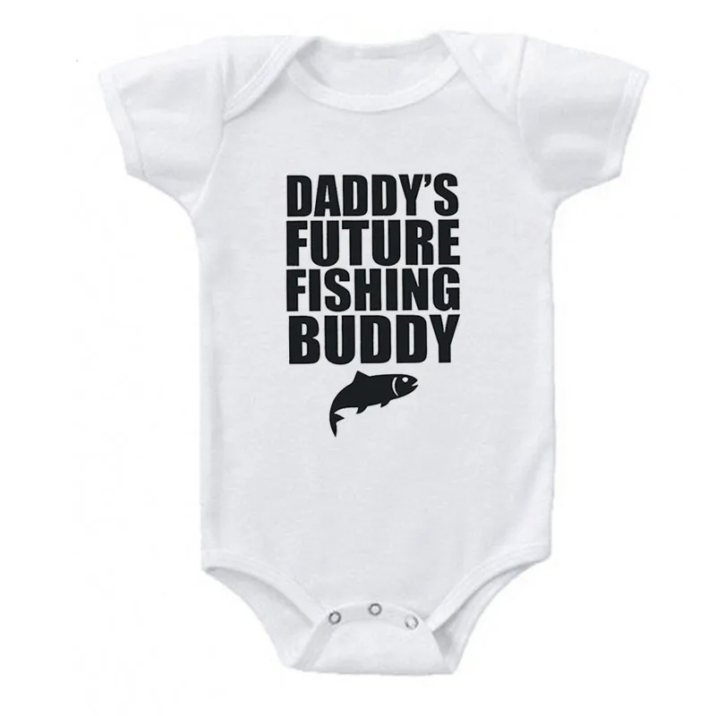 Daddy's Future Fishing Duddy с буквенным принтом, боди для новорожденных мальчиков и девочек, хлопковый комбинезон с короткими рукавами, комбинезон, одежда