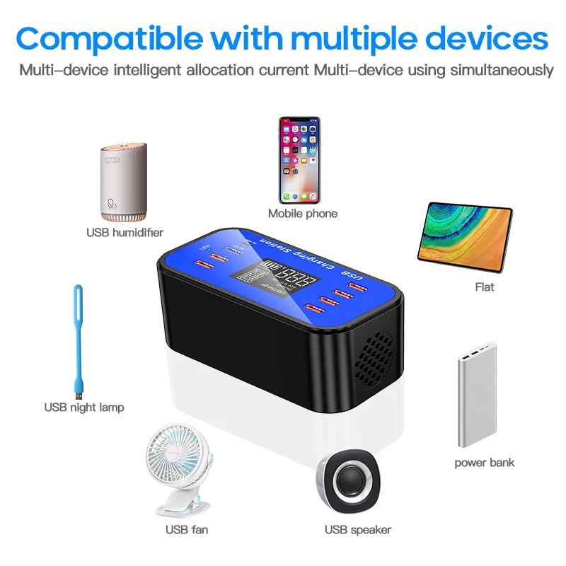 8 Порты и разъёмы USB Зарядное устройство концентратор Quick Charge 3 0 светодиодный