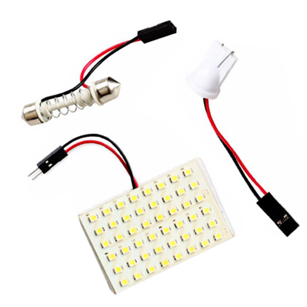 48 SMD 3528 48 светодиодный панель белая автомобильная лампа для чтения карты Авто купольная интерьерная лампа на крышу светильник с адаптером T10 - Цвет: 48LED