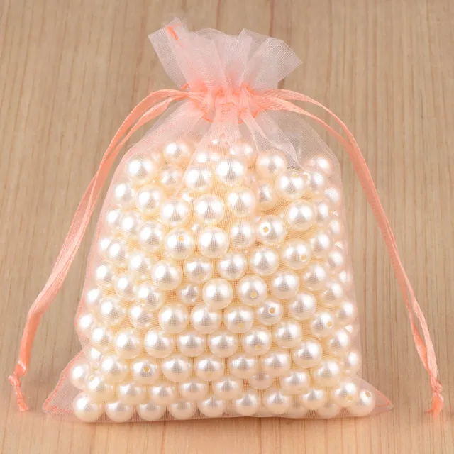 100pcs 24 Colors Jewelry Packaging Bag 5*7 7*9 9*12 10*15cm Organza Bags Gift Storage Wedding Drawstring Pouches Wholesales 9 Pinky Peach