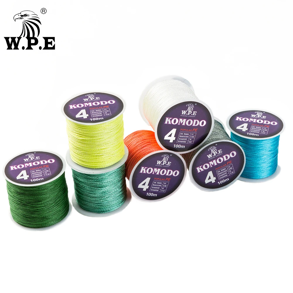 W.P.E KOMODO Brand 300m Braided Fishing Line 0.6#-4.0# 4 Strands PE Fishing  Line 3.63kg-27.22kg Multifilament Fishing Line